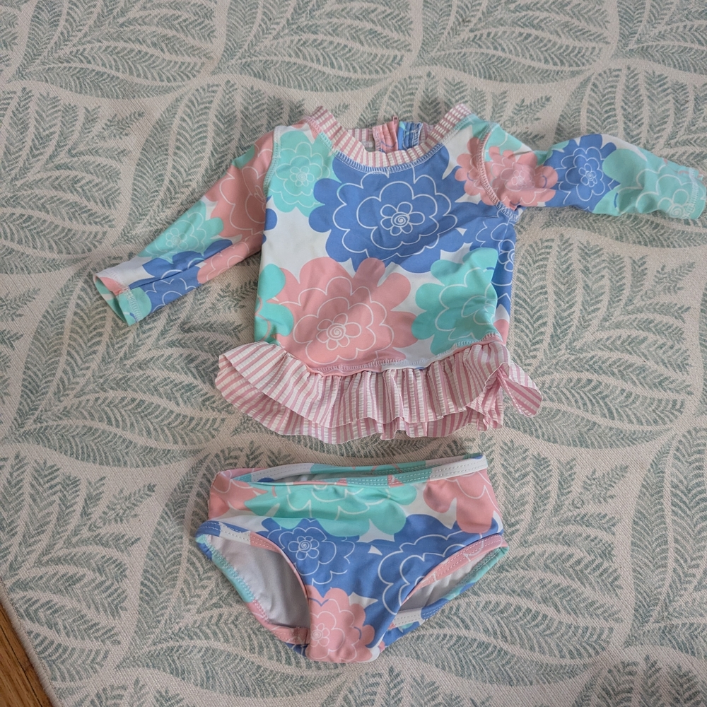 Floral Kids Swim Set - Blue, Pink, and Green